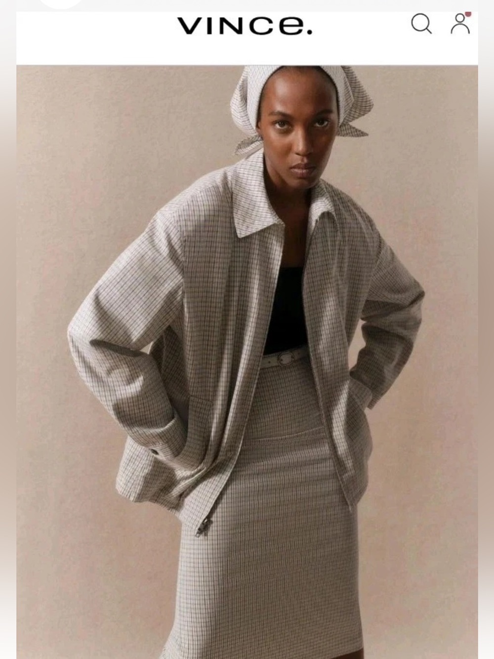 Set Of 2 Vince Stone Gardener's Check Cotton Blend Bomber Jacket & Pants $756